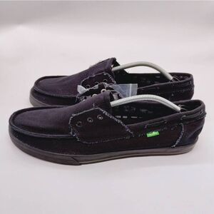 Sanuk Offshore‎ Canvas Boat Shoes Mens Size 13 Triple Black Casual Beach Classic